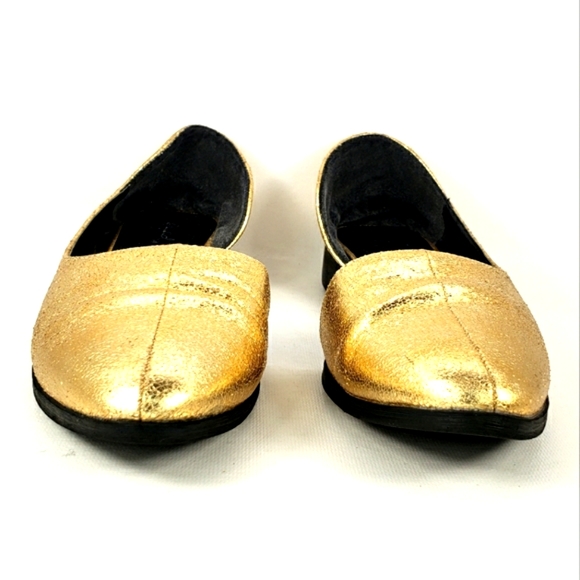 Qupid D'orsay Metallic Gold, Slip On, Pointy Toe, Open Side Flats. Women's 7M - Picture 9 of 12
